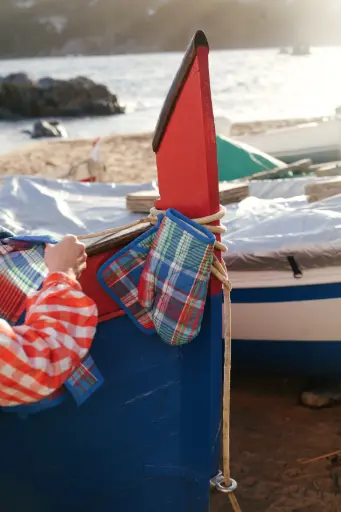 [Stella-B-66-M] Stella Azur - gant de cuisine + manique